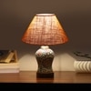 Devansh Conical Beige Jute Shade Lamp With Wood & Mosaic Glass Base For Decoration/Office/Home/Gifting/Study For Decoration/Office/Home/Gifting/Study -(10X10X14.5) Inches -A
