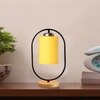 Devansh Yellow Cotton Drum Wooden & Iron Table Lamp -17 Inch Height -E