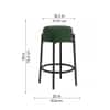 Doe Buck Modern Green Upholstered Counter Height Bar Stool with Black Metal Frame