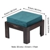 Blane Sheesham Wood Coffee Table With 4 Stools Set In Mahogany Finish & Turquoise Sea Velvet Fabric Cushions