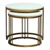 Metaline Round Metal Nesting Coffee Table Set Gold Finish White Porcelain Top Set Of 2