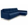 Cinnaro Velvet LHS Sectional Sofa in Navy Blue Color