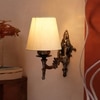 Devansh Metal Electric Wall Light in Antique Gold Colour with off-white Shade Count of 1 Light