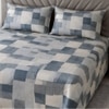 Fina Blue & White Geometric 400 TC Cotton Flat Super King Size Bedsheet with 2 Pillow Covers – Threads