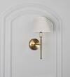 BETTIE Integrated LED Brass Wall Light with White Cotton Shade