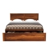 Hearti Solid Wood King  Size Upholstered Bed Without Storage (Teak Finish)