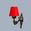 Devansh Metal Electric Wall Light in Antique Gold Colour with Red Shade Count of 1 Light