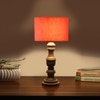 Devansh Orange Cotton Table Lamp With  Wood Natural Base (7X17.5 Inches)-5