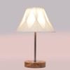 Devansh Off-White Cotton Vintage Cross Pleated   Lamp With Natural  Wood Base  & Steel Pipe  (12X17.75)