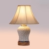 Devansh Off-White Cotton Shade Lamp With Wood & Mosaic Glass Base For Decoration/Office/Home/Gifting/Study For Decoration/Office/Home/Gifting/Study
