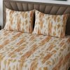 Cream Abstract 210 TC Mix Cotton Flat Super King Size Bedsheet With 2 Pilllow Covers From Threads
