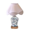 Devansh Off-White Vintage  Cotton Pleated Shade Lamp With Wood & Mosaic Glass Base For Decoration/Office/Home/Gifting/Study For Decoration/Office/Home/Gifting/Study