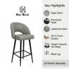 Doe Buck Faux Leather Counter Height Bar Stool in Sage Colour with Black Legs