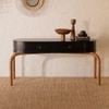 Andaman Inglis Small Solid Wood Console Table in Black Colour