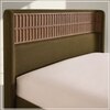 Heritage Cane Upholstered Queen Size Bed in Linen With Oak wood Frame