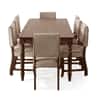 Globally Indian Sheesham Wood 8 Seater Dining Set With Upholstered Chairs Back And Seat In Beige Color