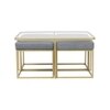 Benton Nesting Clear Glass Coffee Table Set With 4 Stools In Gold Finish