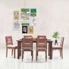 Capra Solid Wood Dining Chair in Teak Finish & Wheat Brown Colour - Set of 2