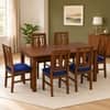 Globally Indian Ananta Solid Sheesham Wood 6 Seater Dining Table Set 6 Chairs Navy Blue