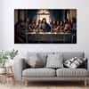 The Castle Decor Jesus Christ Supper Meal Wall Art Framed Painting 27x48 Inch