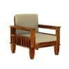 Madhavi 1 Seater Wooden Sofa (Creame Colour, Honey Finish)