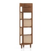 Brisa Solid Wood and Cane Corner Bookshelf In Amber Walnut Finish