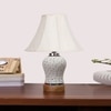 Devansh Off-White Cotton Shade Lamp With Wood & Mosaic Glass Base For Decoration/Office/Home/Gifting/Study For Decoration/Office/Home/Gifting/Study