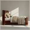 Heritage Cane Upholstered King Size Bed in Linen With Oak wood Frame