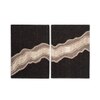 Abstract Black Natural Wool Wall Art 2 Panel Set 4 x 2 Feet