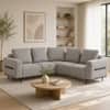 Milo Ergonomic Modular Corner Sectional Sofa 6 Seater Black Metal Legs Grey