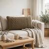 Kennedy Kelp Brown Cotton Knitted Decorative Cushion Cover 12 x 20 Inches