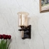 Eliante Wooden Wall Lights Mild Steel, Wood & Glass Material Brown, Gold & Champaign Finish