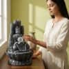 Water Fountain Serenity Palm Buddha Water Fountain in LED Crystal Ball in Black Colour