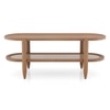 Tora XL Solid Wood And Cane With Glass Coffee Table In Amber Walnut Finish