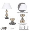 Bompton Nickel Finish Metal And Smoke Crystal Table Lamp With White Cotton Shade