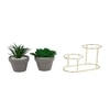 Golden Accent Dual Planter With Artificial Plants
