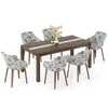 Atlas Crest Solid Wood 6 Seater Dining Table with 6 Rochelle Lounge Chair