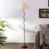 Kilian Off White Fabric Floor Lamp with Black Iron Base