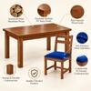 Globally Indian Sarala Solid Sheesham Wood 4 Seater Dining Table Set 4 Chairs Navy Blue