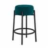 Doe Buck Modern Teal Upholstered Counter Height Bar Stool with Black Metal Frame