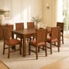 Globally Indian Mahira Solid Sheesham Wood 6 Seater Dining Table Set 6 Chairs Terracotta Orange