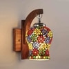 Devansh Solid Wood Electric Wall Light in Brown Colour with Multi Shade Count of 1 Light