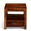 Kassel Sheesham Wood Contemporary Bedside Table End Table In Natural Teak Finish