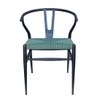 Sigma Wishbone Metal Dining Weaving Chair Gun Metal in Grey