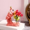 Cute Pink Flamingo Showpiece with Glass Bowl