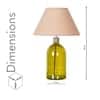 OLVIRA Modern Green Glass Table Lamp with Silver Metal Accent Beige Shade