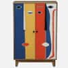 Olio Mango Wood Hand Painted Multicolor 2 Door Cabinet In Natural Finish
