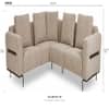 Milo Ergonomic Modular Corner Sectional Sofa 6 Seater Black Metal Legs Grey