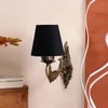 Devansh Metal Electric Wall Light in Antique Gold Colour with Black Shade Count of 1 Light