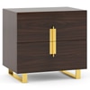 Aurelia Bedside Table in High Gloss Walnut Finish
